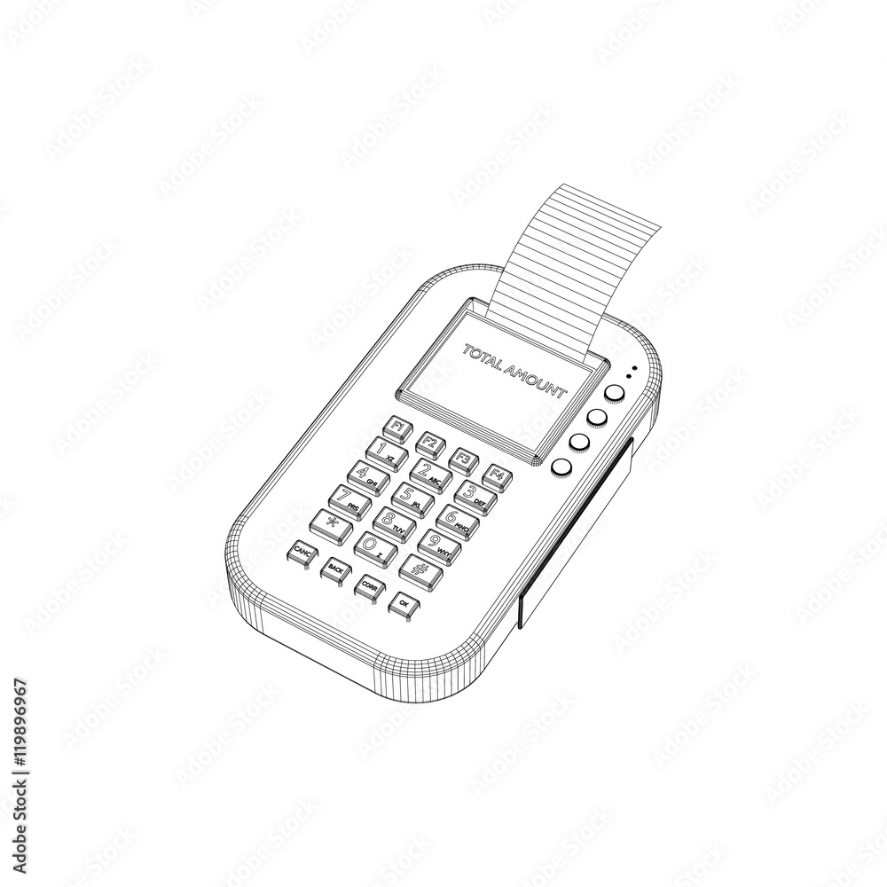 3d Payment machine.Vector outline illustration. 3d Payment machine.Vector outline illustration.