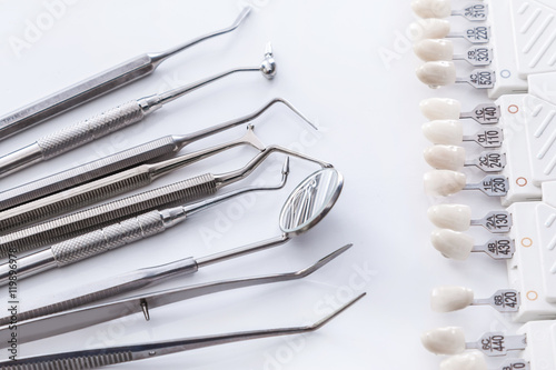 Dental tools and teeth samples