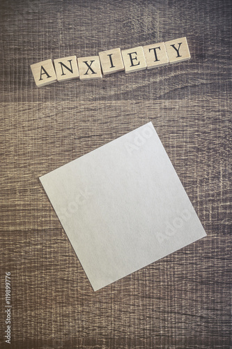 Anxiety word formed with wooden blocks