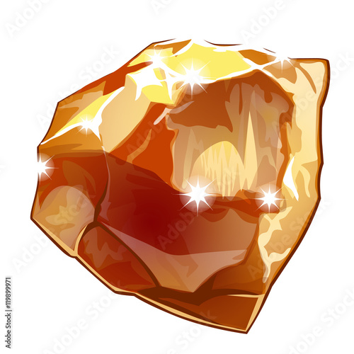 Yellow shining gem crystal isolated