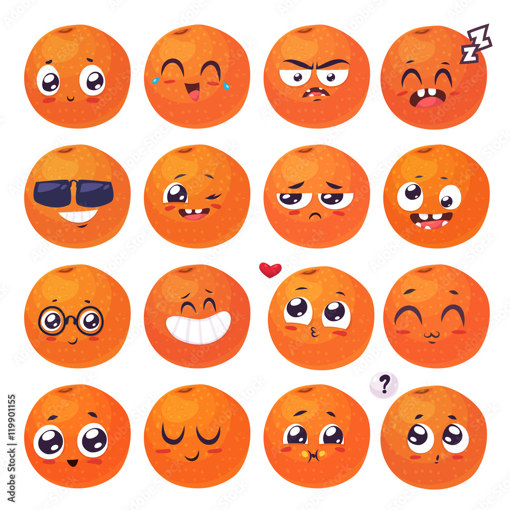 Smiles set of fruit characters. Vector cute cartoons Smiles set of fruit characters. Vector cute cartoons