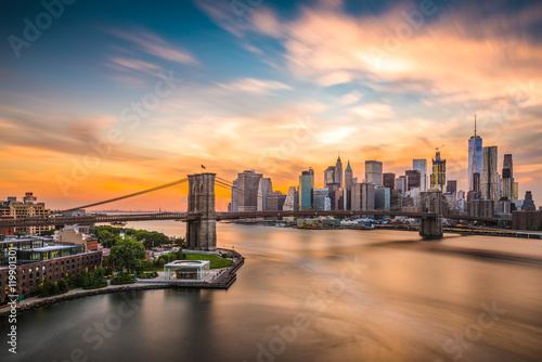 New York City Skyline over the Brooklyn Bridge. © SeanPavonePhoto