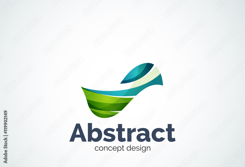 Abstract wave logo template, smooth motion concept