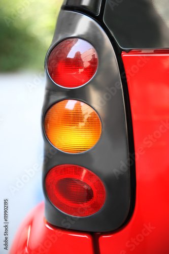 Car rear lights, closeup photo