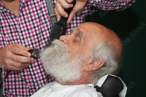Elderly bearded man at barb...