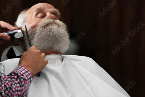 Elderly bearded man at barb...