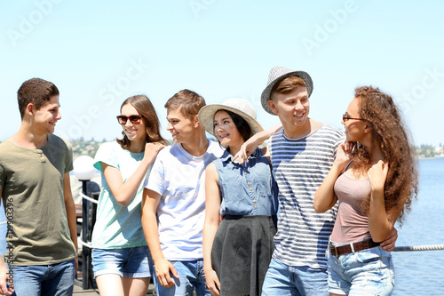 Happy friends on sunny summ...