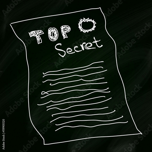 Doodle sketch of a secret document on a blackboard background