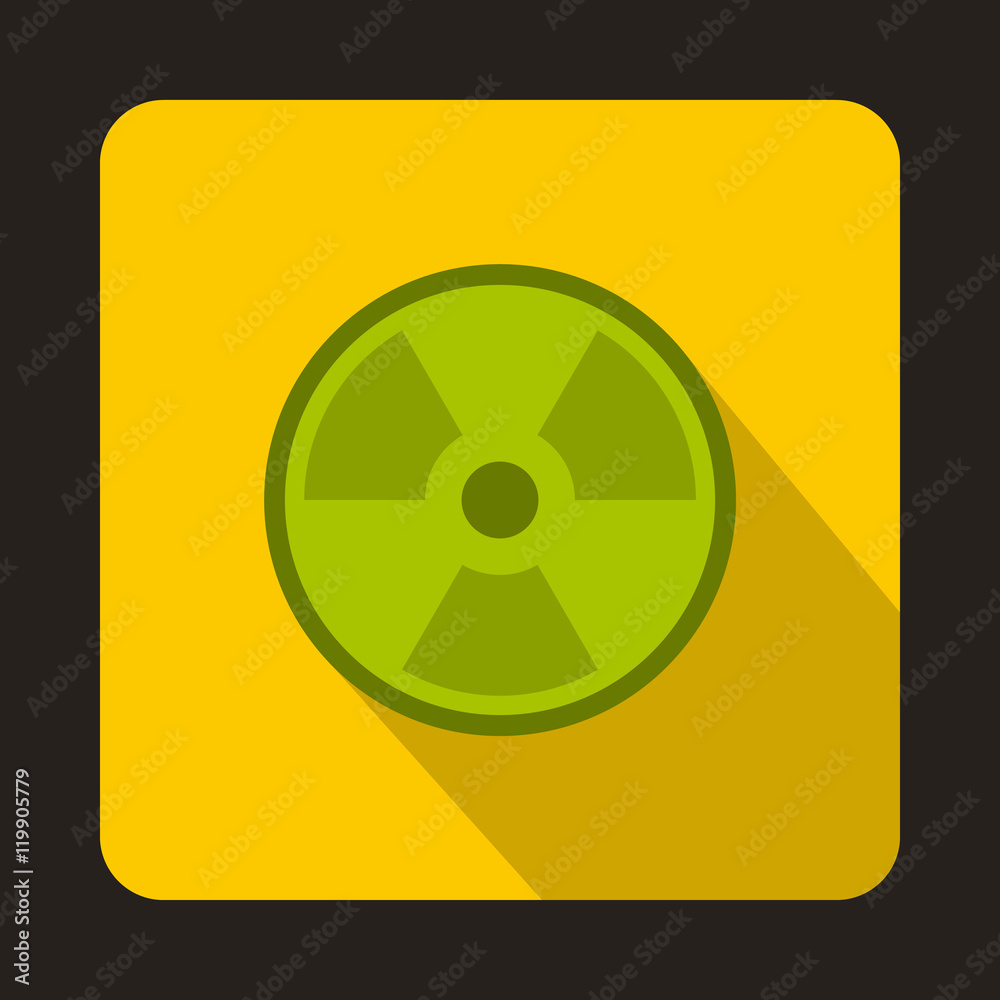 Green radioactive sign icon in flat style on a yellow background vector illustration Green radioactive sign icon in flat style on a yellow background vector illustration