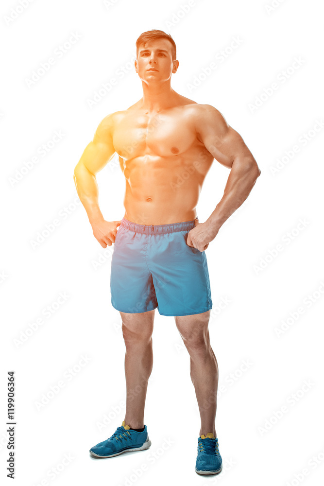 Image of muscle man posing in studio Image of muscle man posing in studio