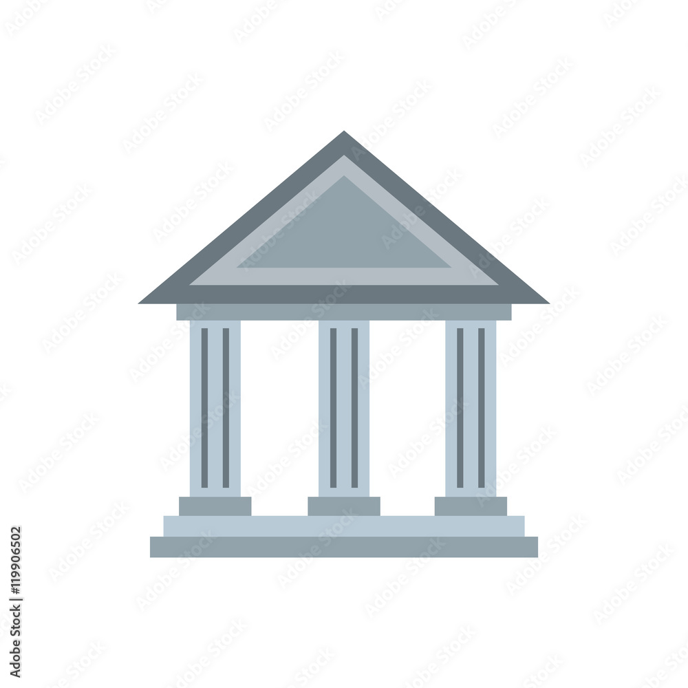 Museum building icon in flat style on a white background vector illustration Museum building icon in flat style on a white background vector illustration