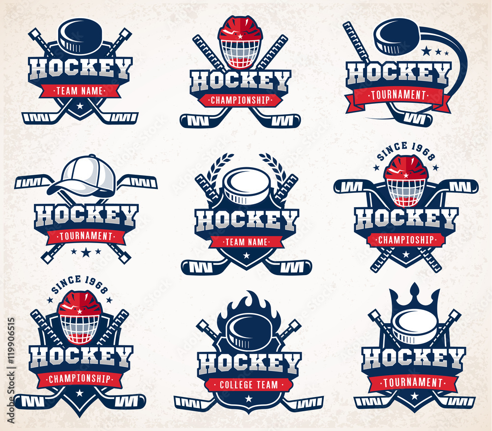 Naklejka premium Vector Hockey logo Set