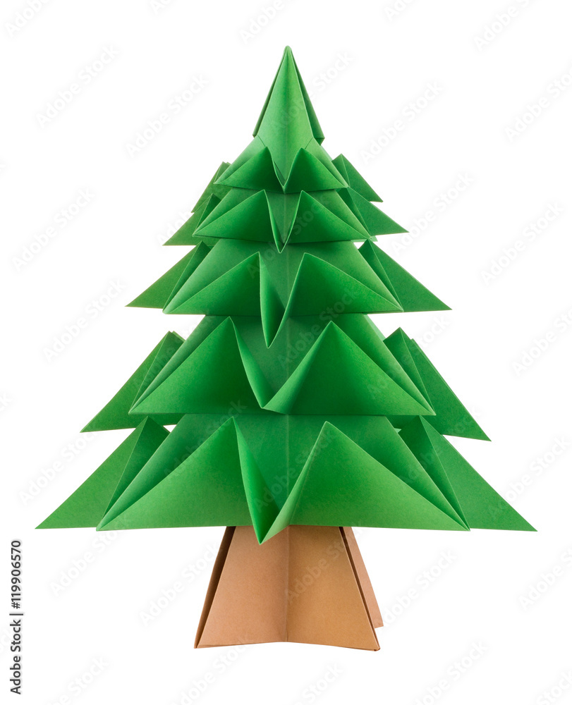 Obraz premium Origami Christmas tree isolated on white 