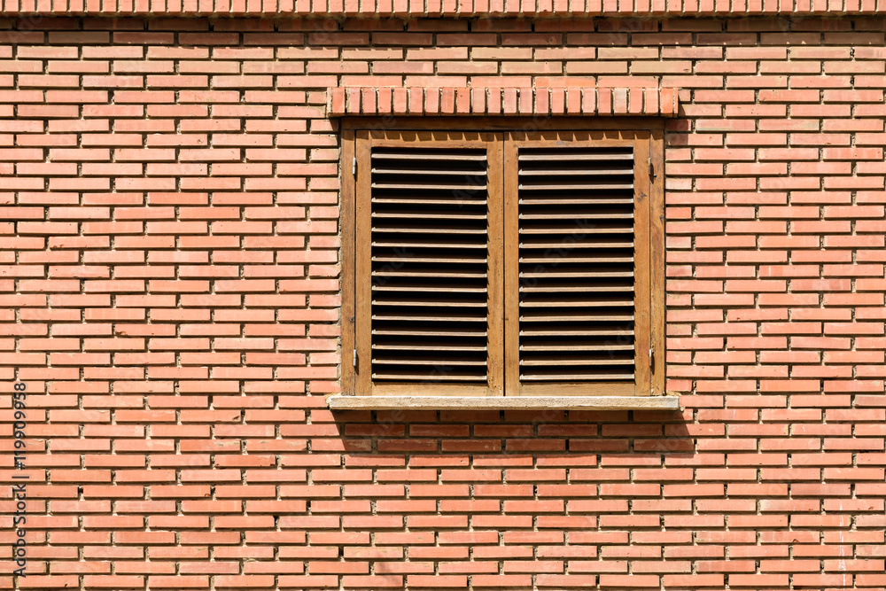 Simple House Window On Red Brick Wall Simple House Window On Red Brick Wall