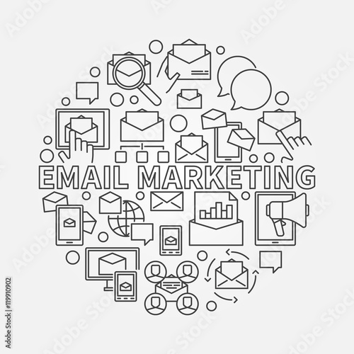 Round email marketing illustration
