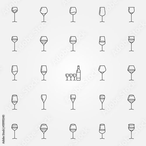 Wine glasses icons set
