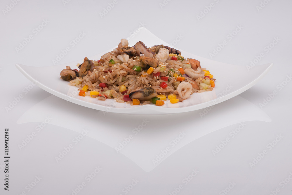 salad in a white plate on a white background salad in a white plate on a white background