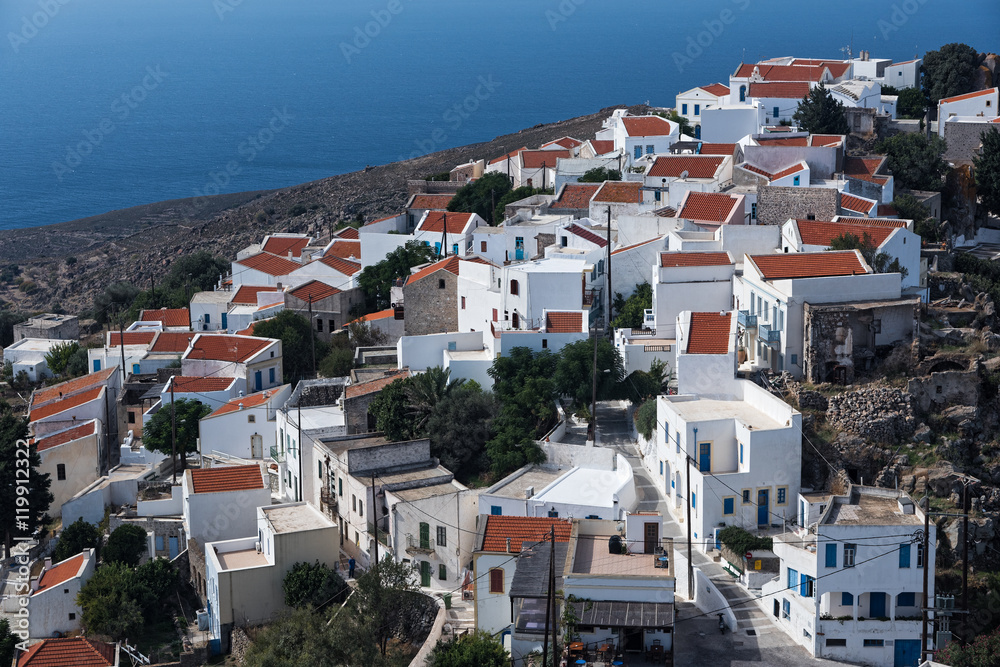 View of the traditional village of Nikia in Nisyros island, Greece