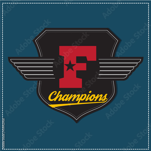 Sport athletic champions college varsity baseball football logo emblem