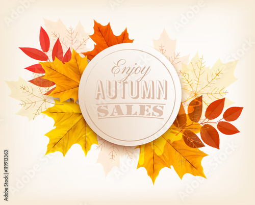 Autumn sales banner. Vector.