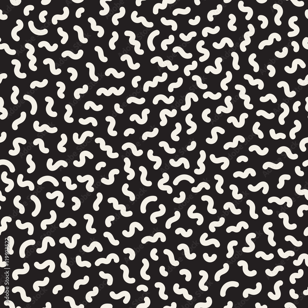 Vector Seamless Black and White Memphis Lines Jumble Pattern Vector Seamless Black and White Memphis Lines Jumble Pattern