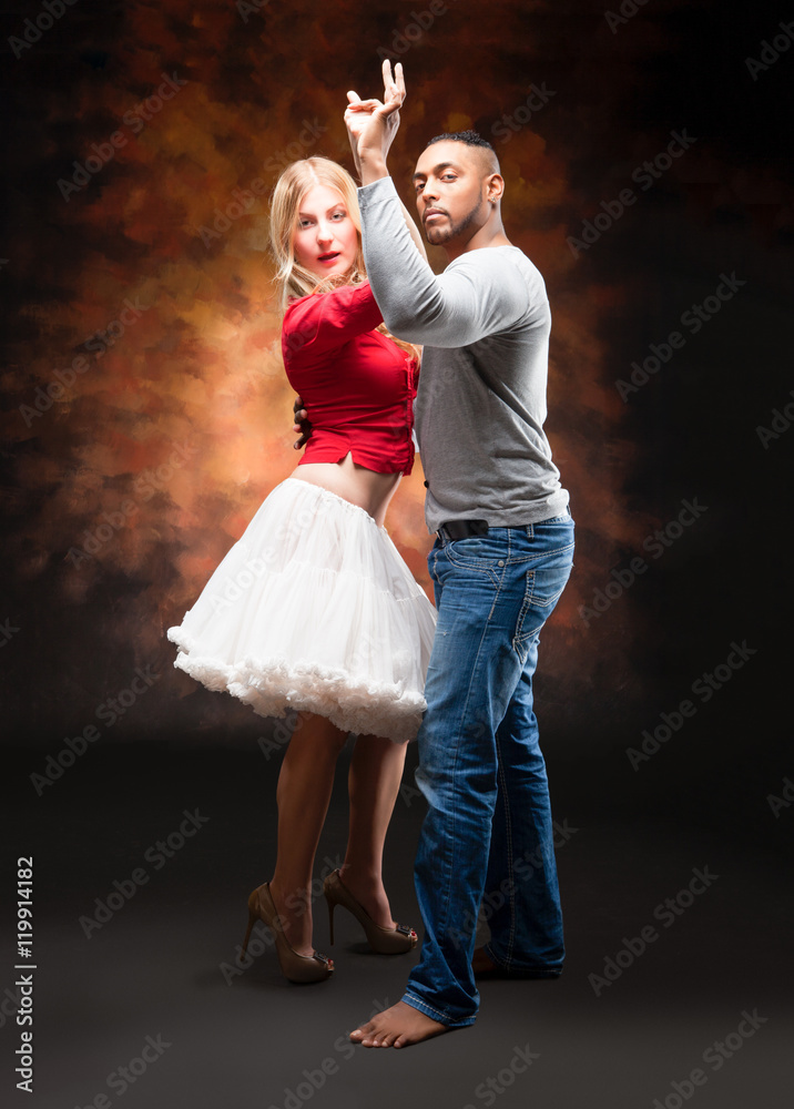 Young Couple Dances Caribbean Salsa Stock Foto Adobe Stock