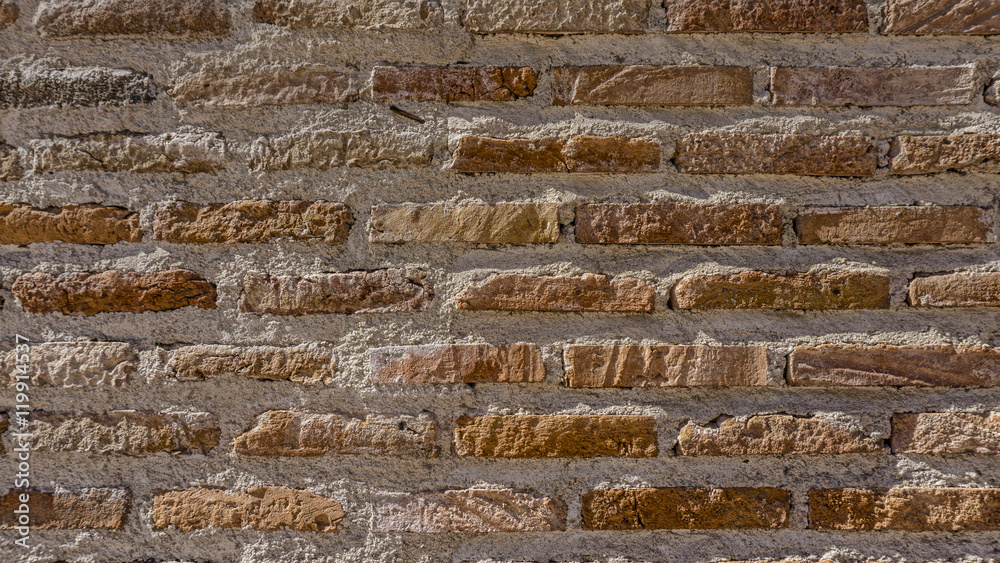 Red Background of old vintage brick Wall texture