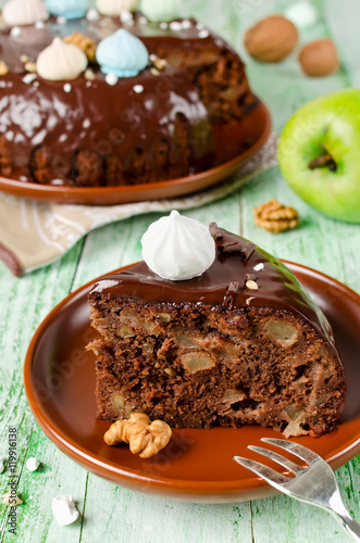 Chocolate cake with Apple and chocolate frosting