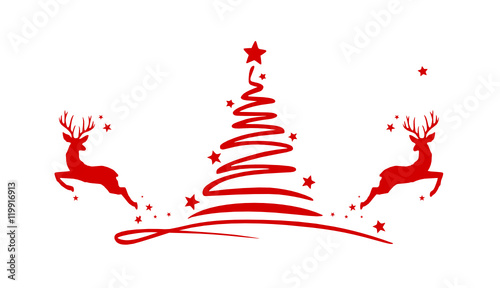 Weihnachtsbaum und Rentiere