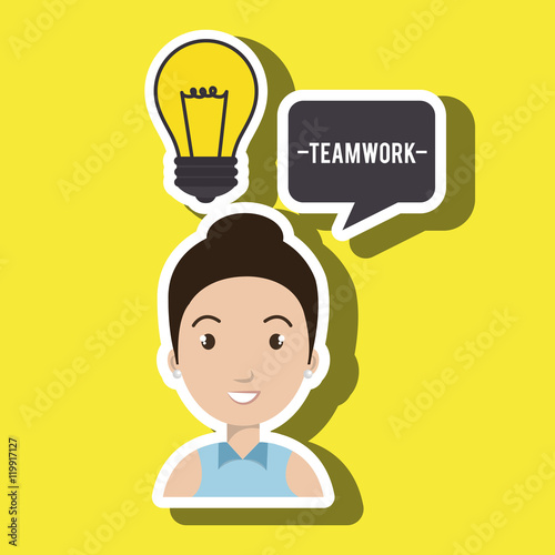 woman teamwork idea icon vector illustration graphic