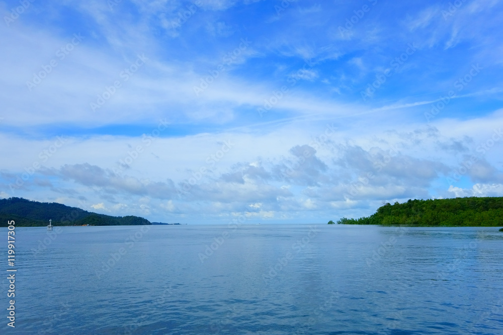 Beautiful Andaman Sea and Blue Sky in Krabi, Thailand. Landscape