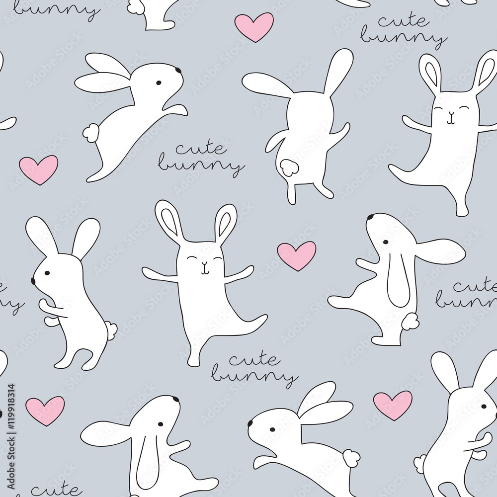Obraz premium seamless little bunny pattern vector illustration