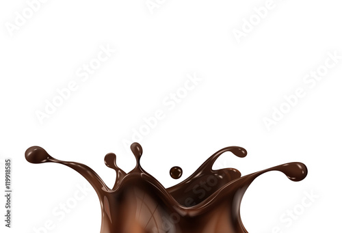 Hot chocolate splash, isolated on white background.
