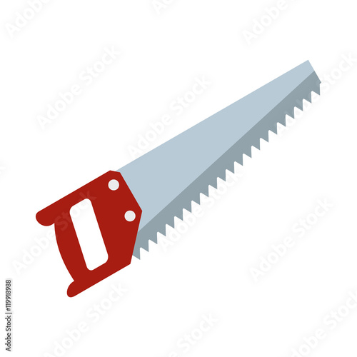 Wood saw icon in flat style isolated on white background. Tools symbol vector illustration