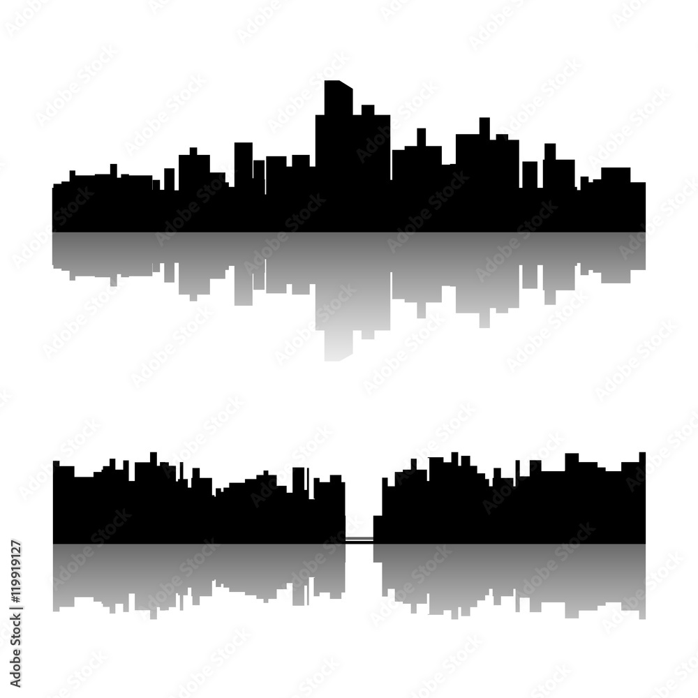 black city silhouette set
