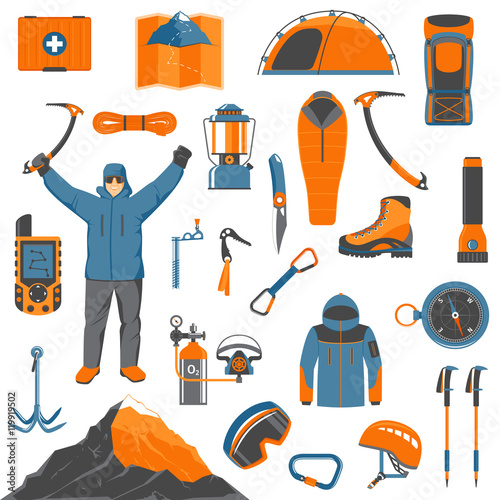 Climbing icons set