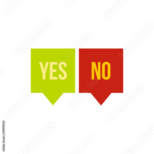 Signs of yes and no icon in flat style isolated on white background. Click and choice symbol vector illustration