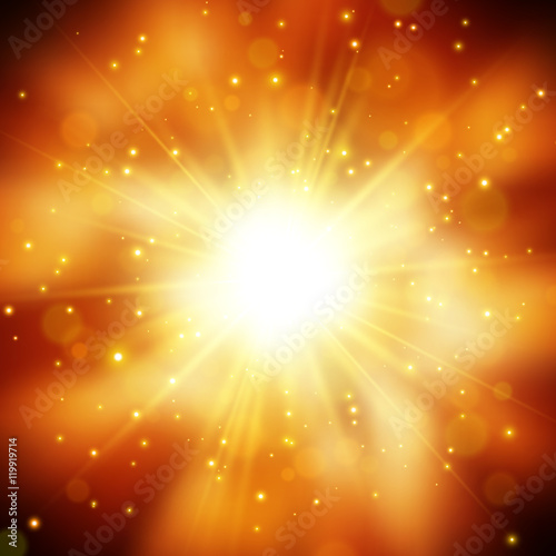 Golden glow light effect. Star burst with sparkles. Abstract vector illustration