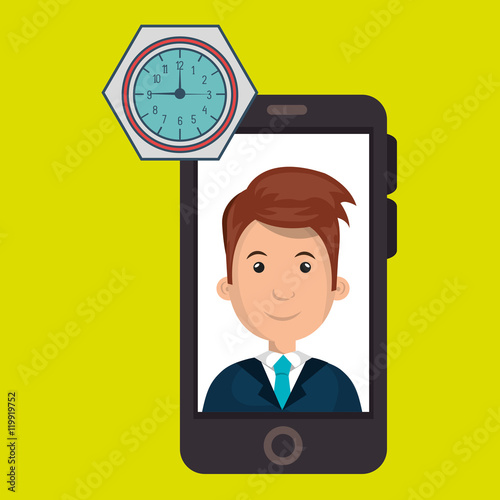 man smartphone applications watch vector illustration eps 10