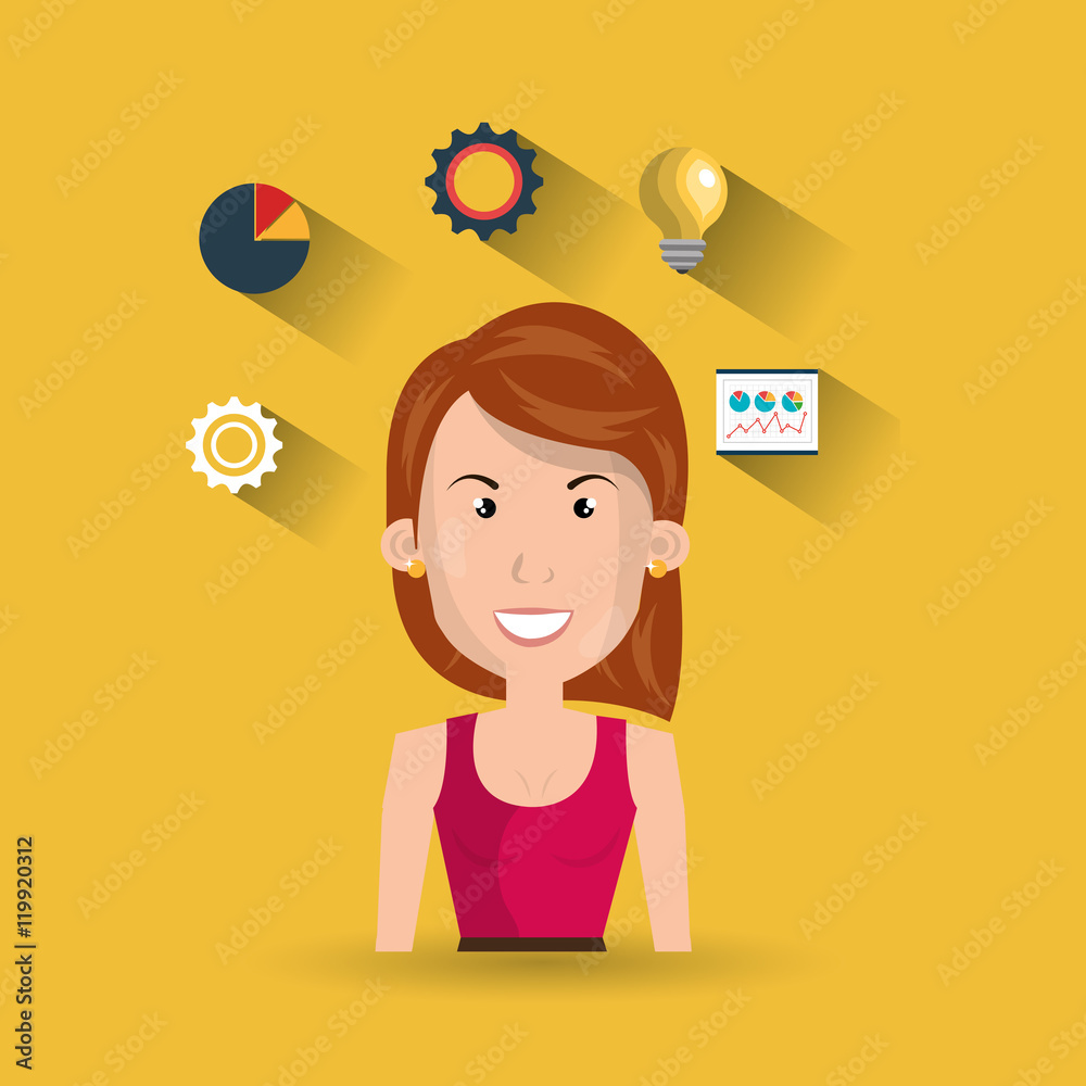 woman idea gear icon vector illustration eps 10 woman idea gear icon vector illustration eps 10