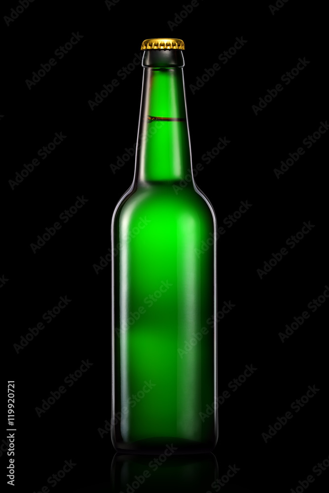 Bottle of beer or cider isolated on black background