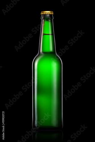 Bottle of beer or cider isolated on black background