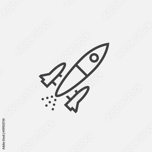rocket line icon, outline vector illustration, linear pictogram isolated on white