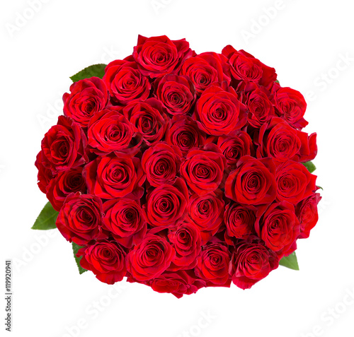 Beautiful red roses bouquet isolated on white