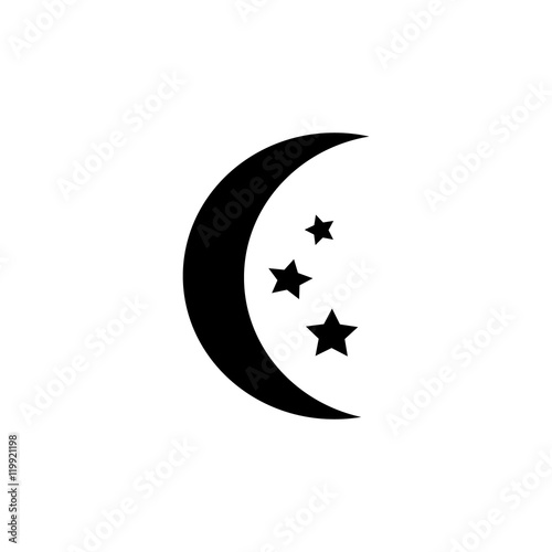 Moon with stars icon. Night symbol. Weather sign. Vector illustr