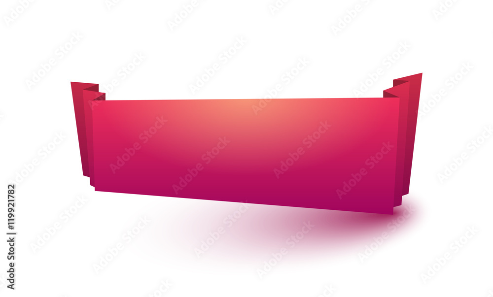 Red ribbon with shadow. Greeting card template. Curved paper banner. Vector illustration Red ribbon with shadow. Greeting card template. Curved paper banner. Vector illustration