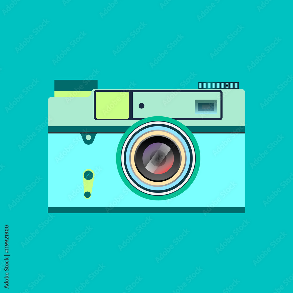 Hipster photo or retro camera icon with shadow. Flat style simple design.