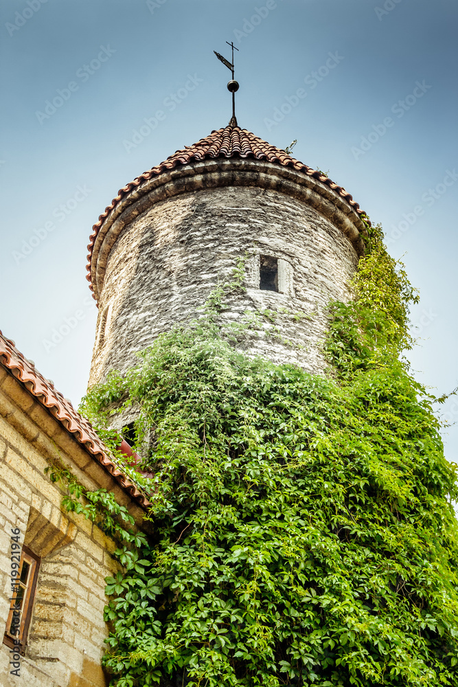 Φωτογραφία Typical medieval tower of Tallinn, Estonia. Retro toning
