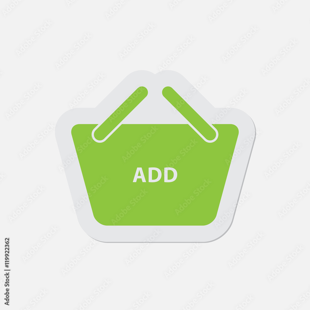 simple green icon - shopping basket add