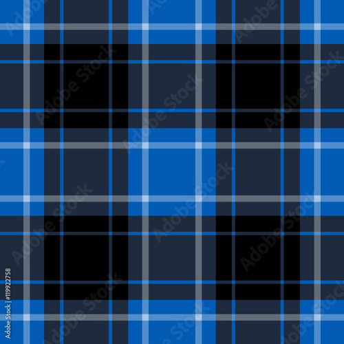 seamless blue tartan - black and white stripes